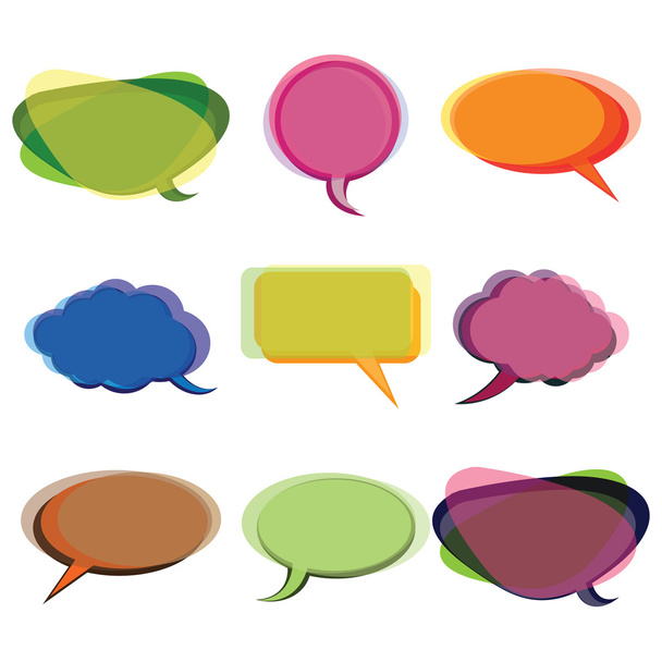 Collection of Colorful Speech And Thought Bubbles Background Vector - Διάνυσμα, εικόνα