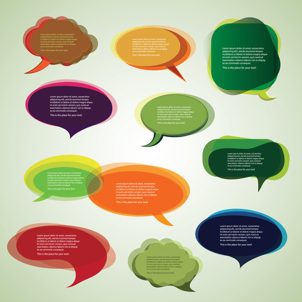 Collection of Colorful Speech And Thought Bubbles Background Vector - Vecteur, image