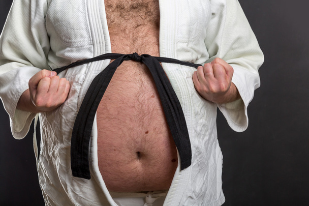 Şişman karate savaşçı göbek - Fotoğraf, Görsel