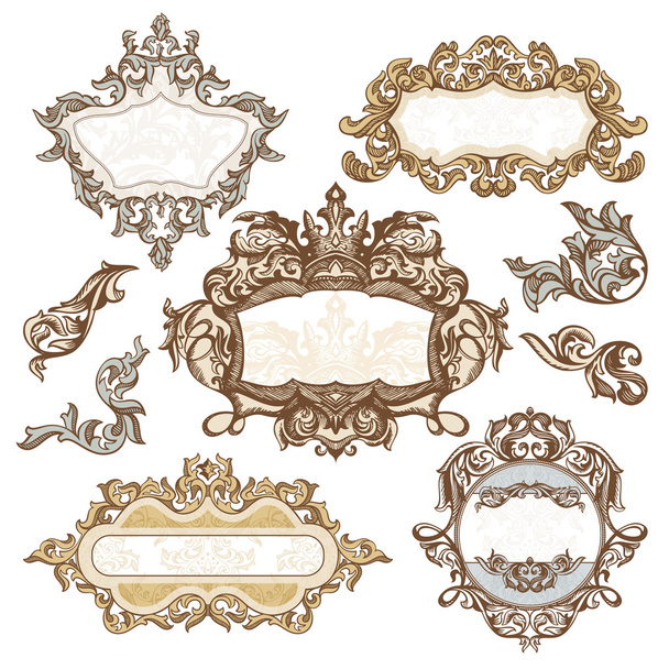 Set of royal vintage frames - Вектор,изображение