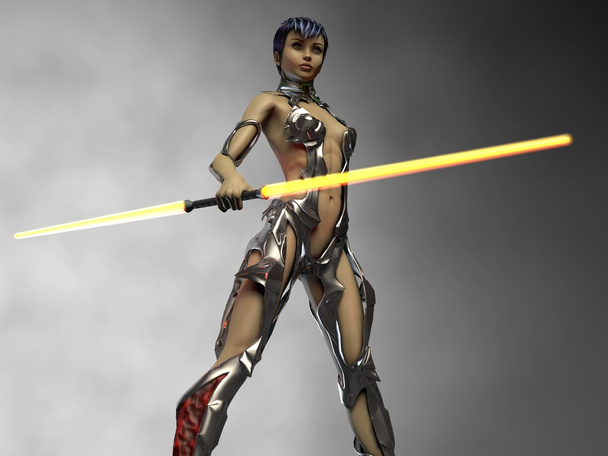 future warrior with lightsaber - Foto, Imagem