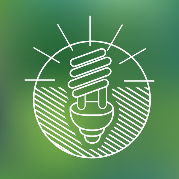 energy saving spiral eco lamp fluorescent light bulb linear icon environmentally friendly planet Ecology Concept - Vektör, Görsel