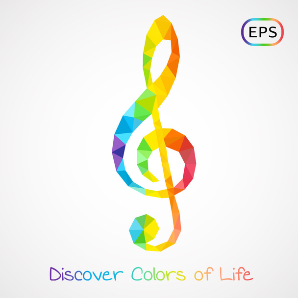 colorful poly style g-clef isolated - Vector, Image
