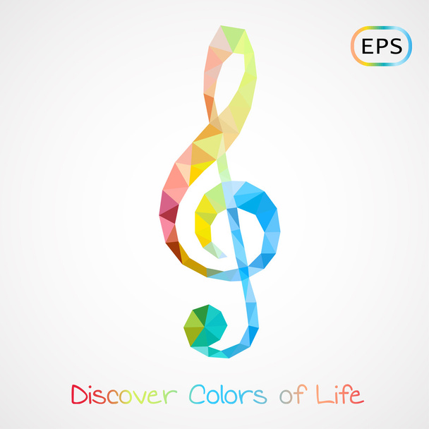 colorful poly style g-clef isolated - Vector, Image