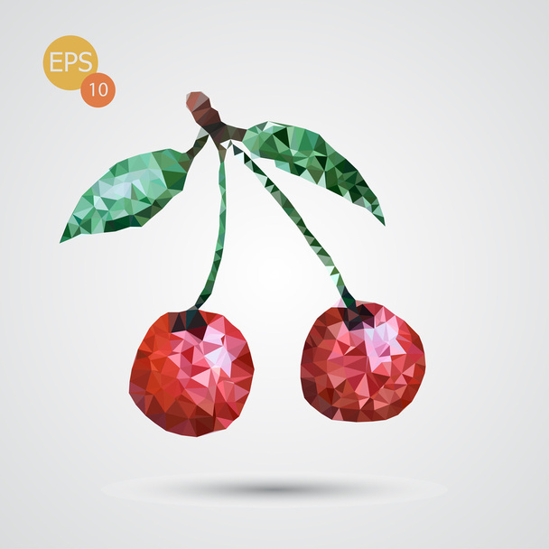 polygonal red cherries isolated - Vector, Image