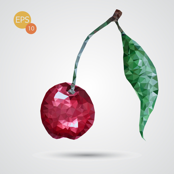 polygonal red cherry isolated - Vector, afbeelding