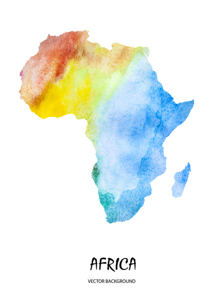 watercolor map of Africa - Vector, Image