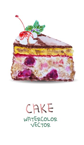 Watercolor cake isolated - Vector, Image