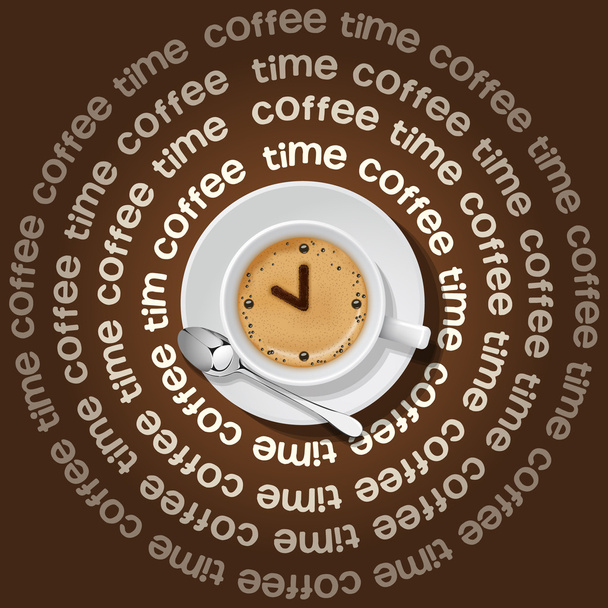 cup of clock in cappuccino - Vector, Image