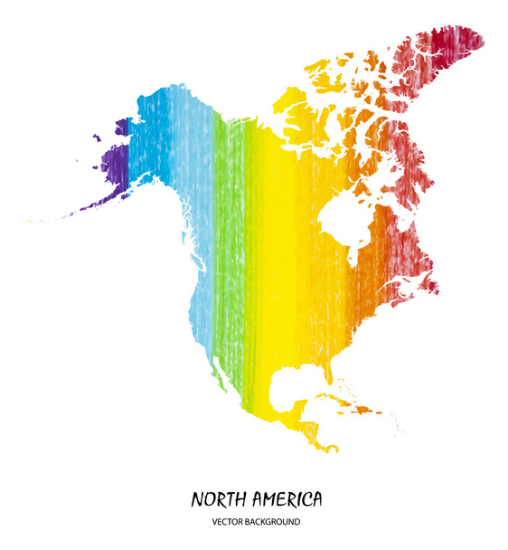 potlood lijn kaart van Noord-Amerika - Vector, afbeelding