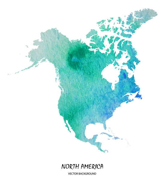 北アメリカの水彩画の地図 - ベクター画像