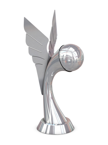 Trofeo de plata con alas y voleibol
 - Foto, imagen