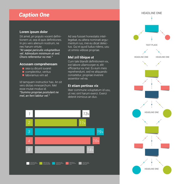 Booklet page. Magazine layout for infographics. Web template. - Vektor, obrázek