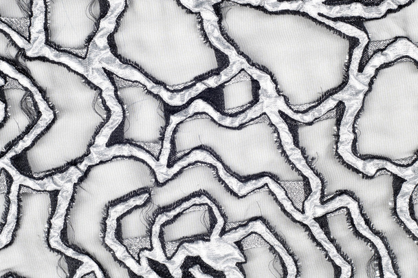 Texture tissu de dentelle. dentelle sur fond blanc studio. tissu mince fait de fil ou de fil. typiquement un de coton ou de soie, fabriqué par boucle, torsion, ou fil à tricoter dans des motifs
 - Photo, image