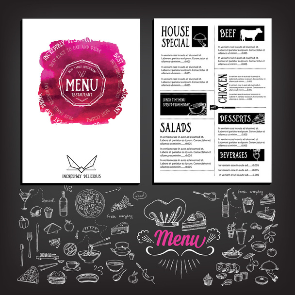 Food menu, restaurant template design - Wektor, obraz