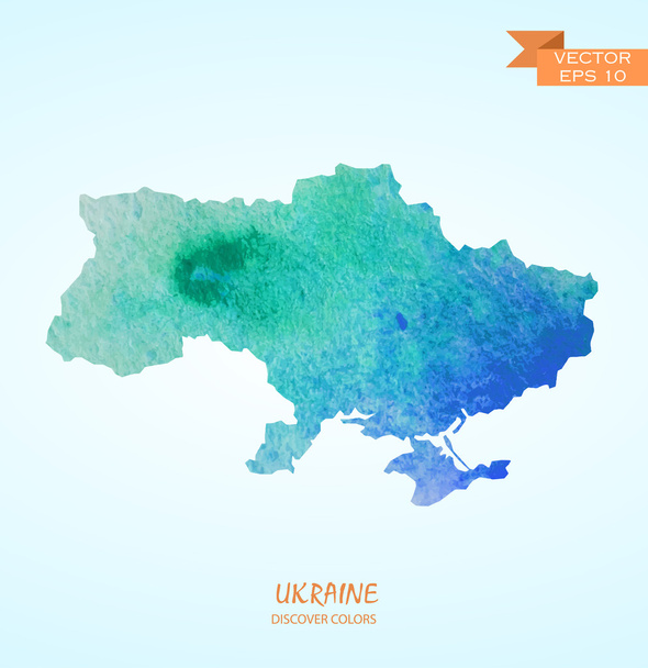 watercolor map of Ukraine - Vector, Image