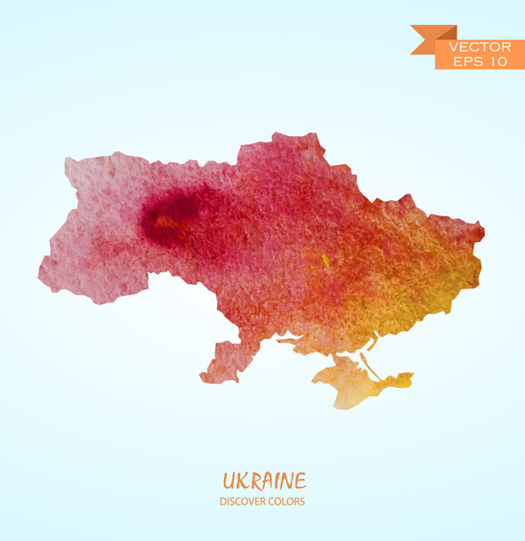ウクライナの水彩の地図 - ベクター画像