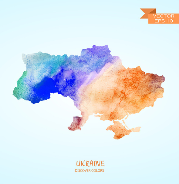 watercolor map of Ukraine - Vector, Image