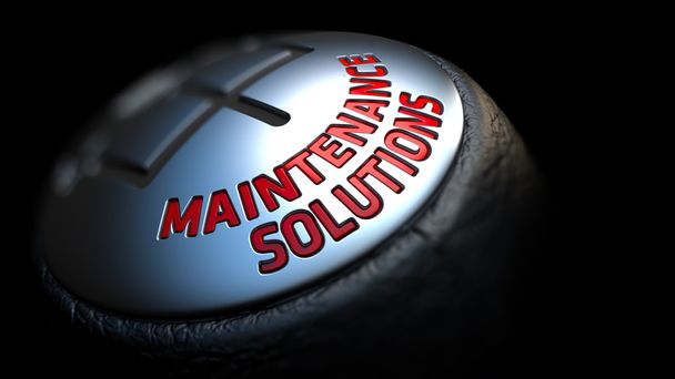 Maintenance Solutions on Gear Stick with Red Text. - Photo, Image