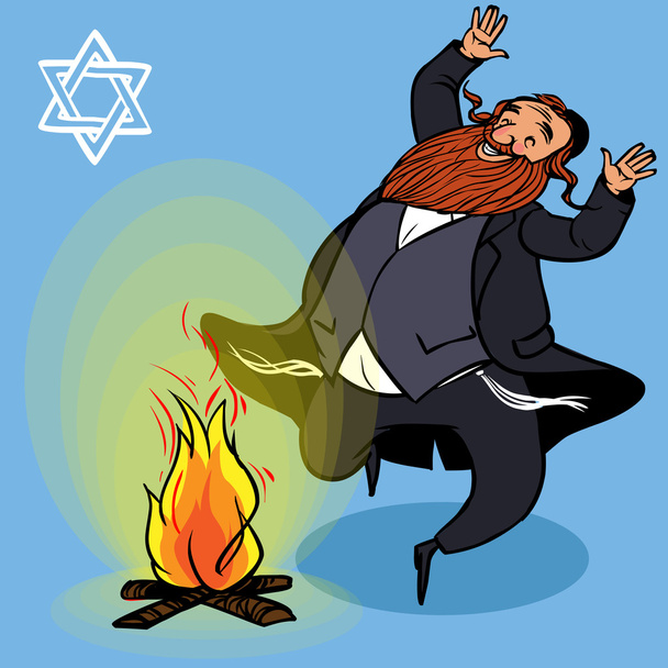 Счастливого Лаг Баомера. Еврейская праздничная открытка. вектор
 - Вектор,изображение