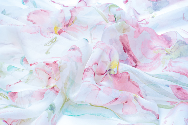 Texture en soie, peinte avec des fleurs
 - Photo, image