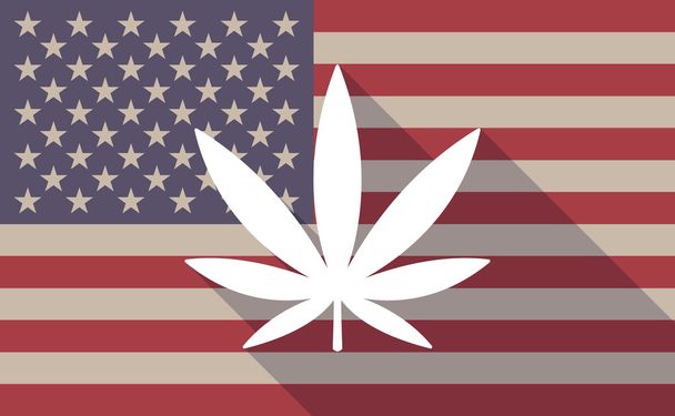 Ícone da bandeira dos EUA com uma folha de maconha
 - Vetor, Imagem