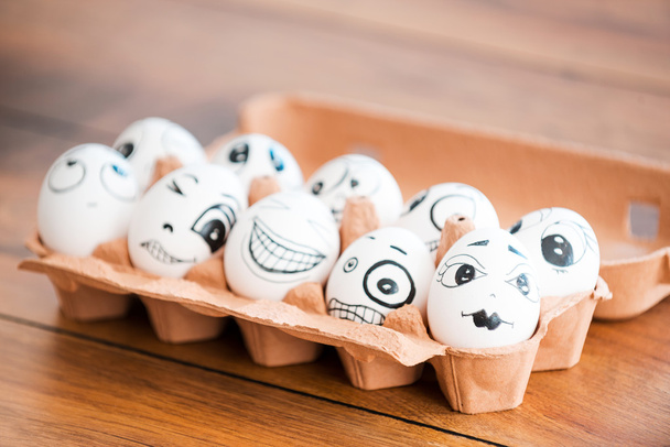 funny eggs with different emotions - Фото, зображення