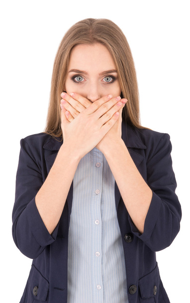 Young business woman covering her mouth - Photo, Image