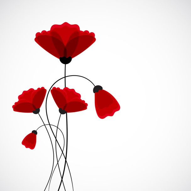 Abstract  Red poppy flowers - Vector, Image