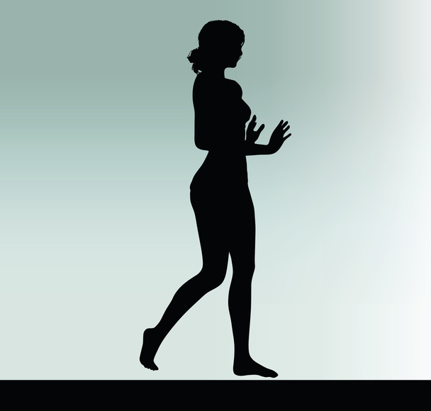 vrouw silhouet met hand gebaar push- of stop - Vector, afbeelding
