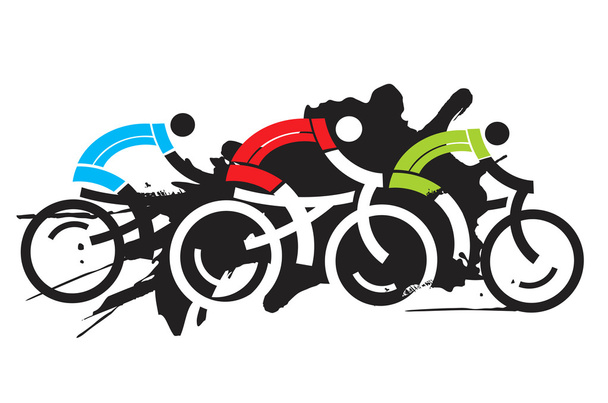három kerékpáros - Vektor, kép
