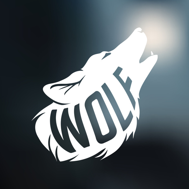 Wolf-Silhouette mit Konzepttext auf unscharfem Hintergrund - Vektor, Bild