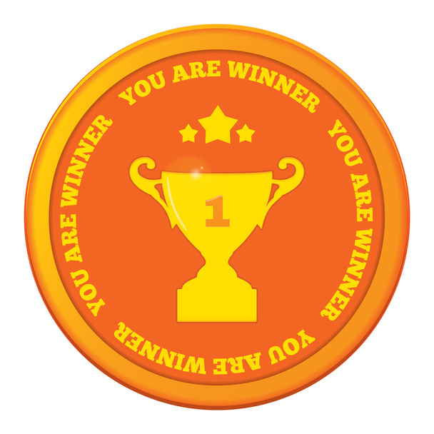 Winner badge,champions cup, celebration, greeting card. - Vector, Image