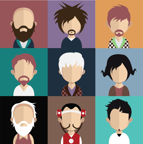 Set of people icons with faces. - Vektor, obrázek