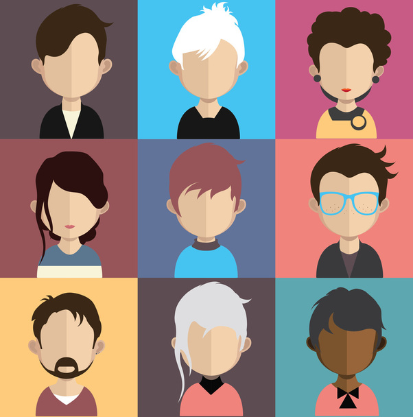 Conjunto de iconos de personas con caras
. - Vector, Imagen