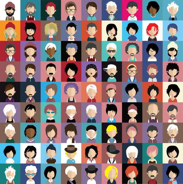 Conjunto de iconos de personas con caras
. - Vector, imagen