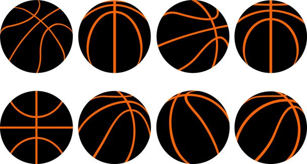 basketbalový míč-8 různé pohledy - Vektor, obrázek