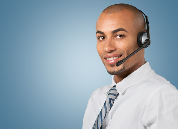 Customer Service Representative, Call Center, On The Phone. - Zdjęcie, obraz