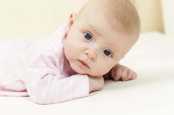 portrait of lying three months old baby girl - Φωτογραφία, εικόνα