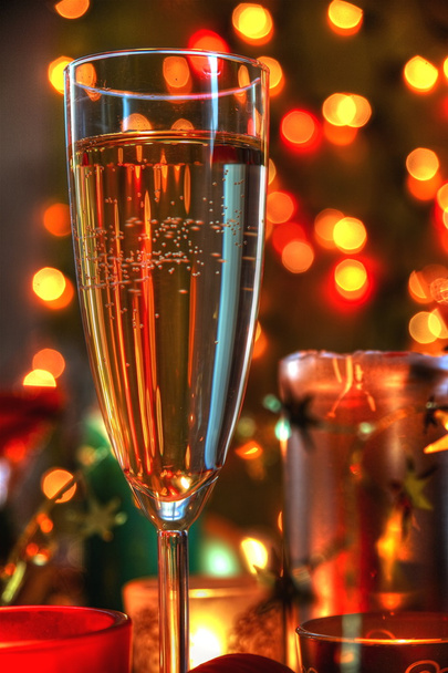 Champagne and lights on bakground. - Photo, Image