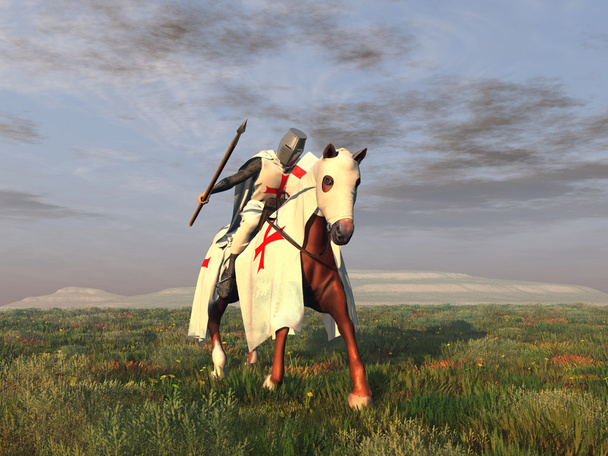 knight Tempeliers te paard - Foto, afbeelding