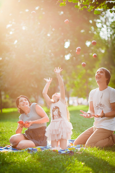 family throws apples - Fotó, kép