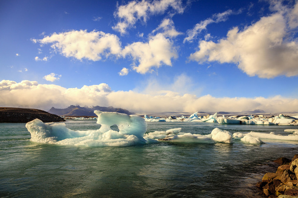 jokulsarlon lagúna úszó jéghegyek - Fotó, kép