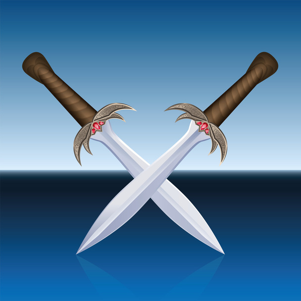 Gekruiste zwaarden Pirates blauwe zee - Vector, afbeelding