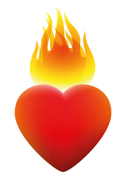 Hořící srdce v ohni - Vektor, obrázek