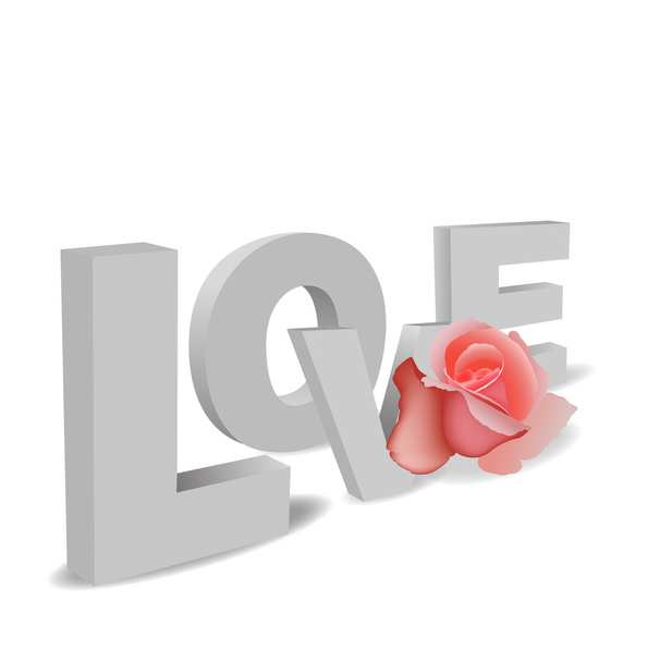 3D Love Text for Valentine’s Day - Vector, Image