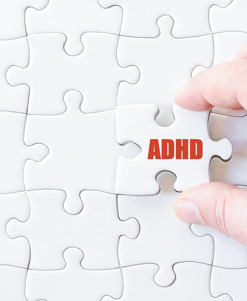 Missing jigsaw puzzle piece with word  ADHD - Foto, Bild