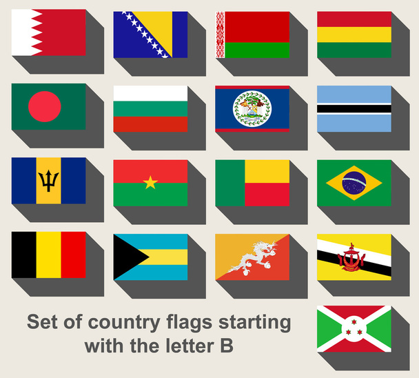 Σύνολο σημαιών χώρα κοιτάζει επίμονα με το γράμμα Β - Φωτογραφία, εικόνα