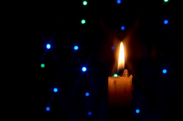 Candle with blur light in background - Photo, Image