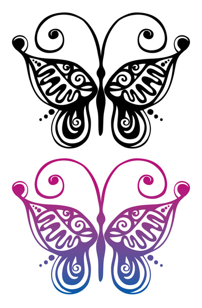 Silhouette nera e a colori della farfalla
 - Vettoriali, immagini